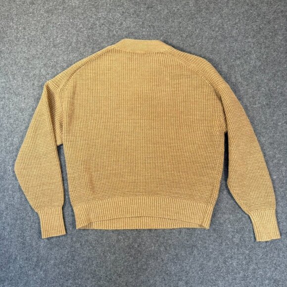 Buck Mason Womens Seafarer Cotton Rib Crew Neck Sweater Puff Sleeve Large Tan - Picture 2 of 12